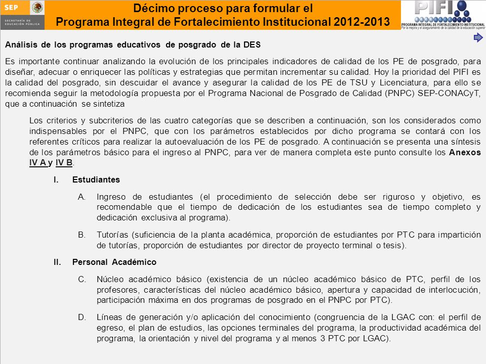 Análisis de los programas educativos de posgrado de la DES