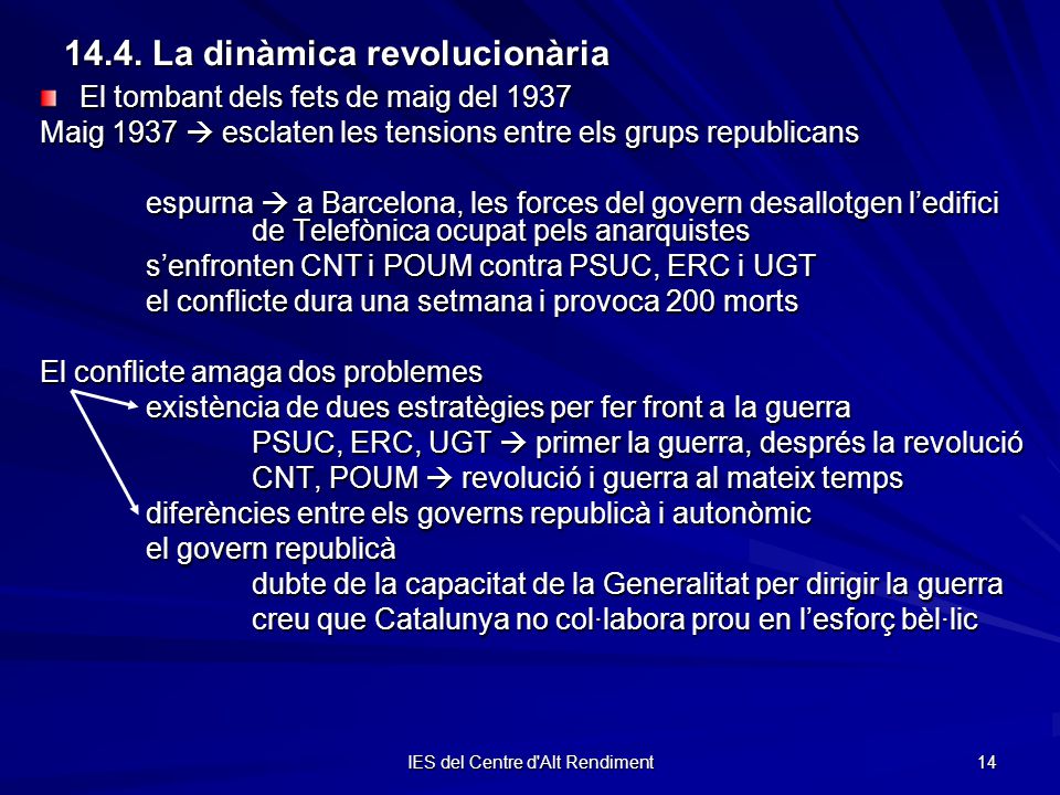 14.4. La dinàmica revolucionària