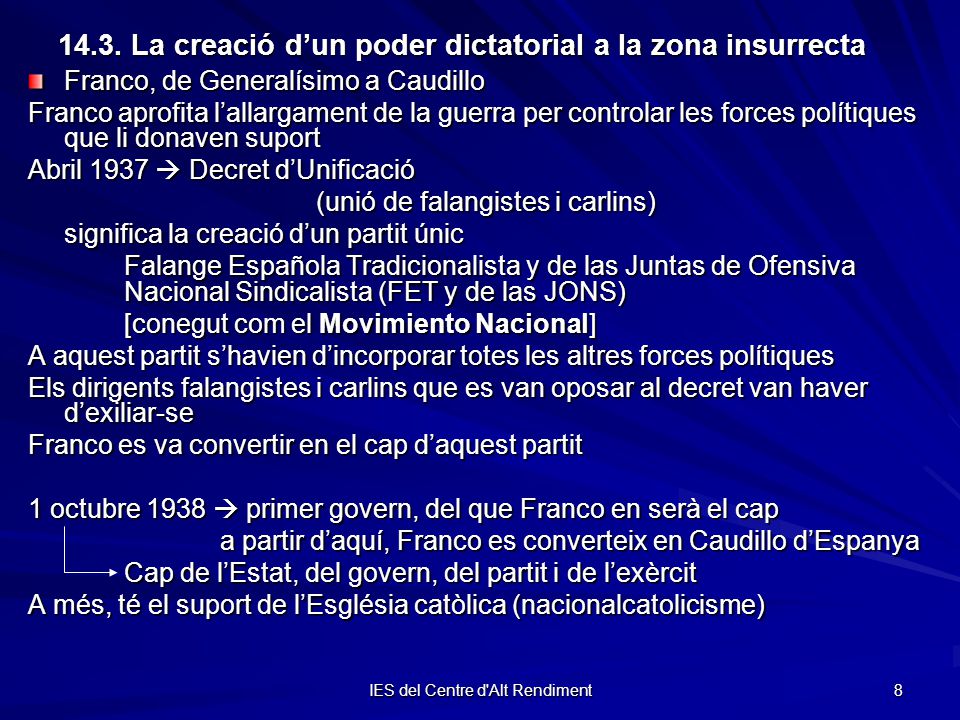 14.3. La creació d’un poder dictatorial a la zona insurrecta