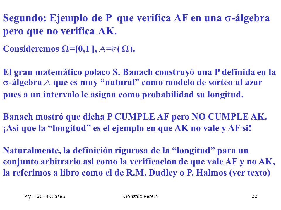 Segundo: Ejemplo de P que verifica AF en una -álgebra pero que no verifica AK.
