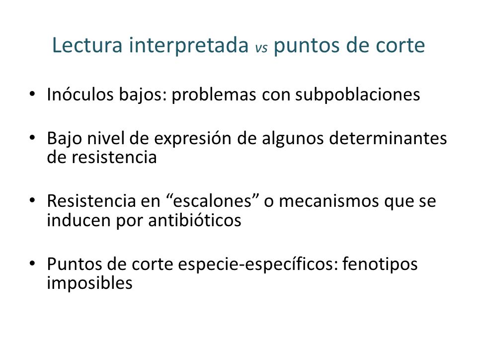 Lectura interpretada vs puntos de corte