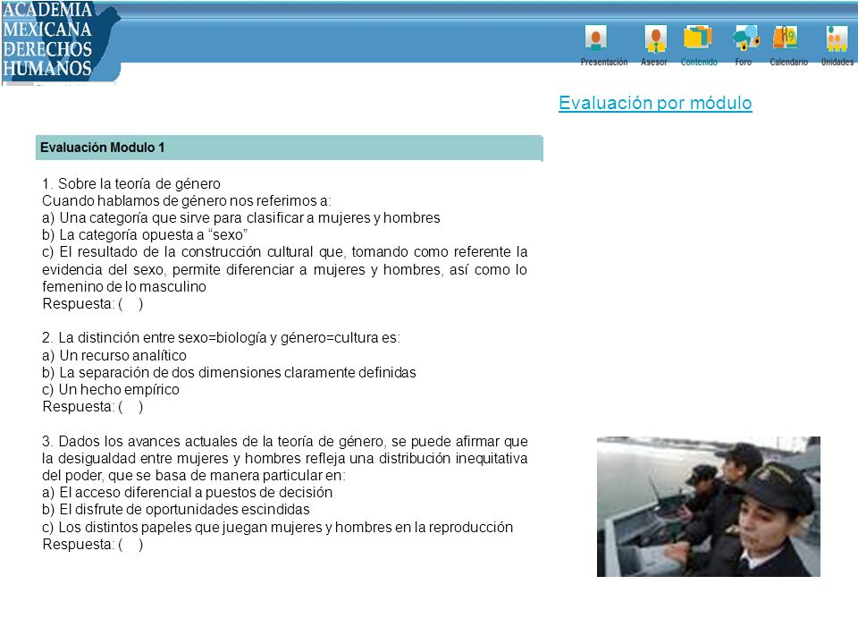 Evaluación por módulo 1. Sobre la teoría de género