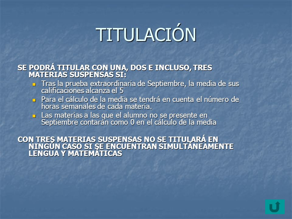 TITULACIÓN SE PODRÁ TITULAR CON UNA, DOS E INCLUSO, TRES MATERIAS SUSPENSAS SI: