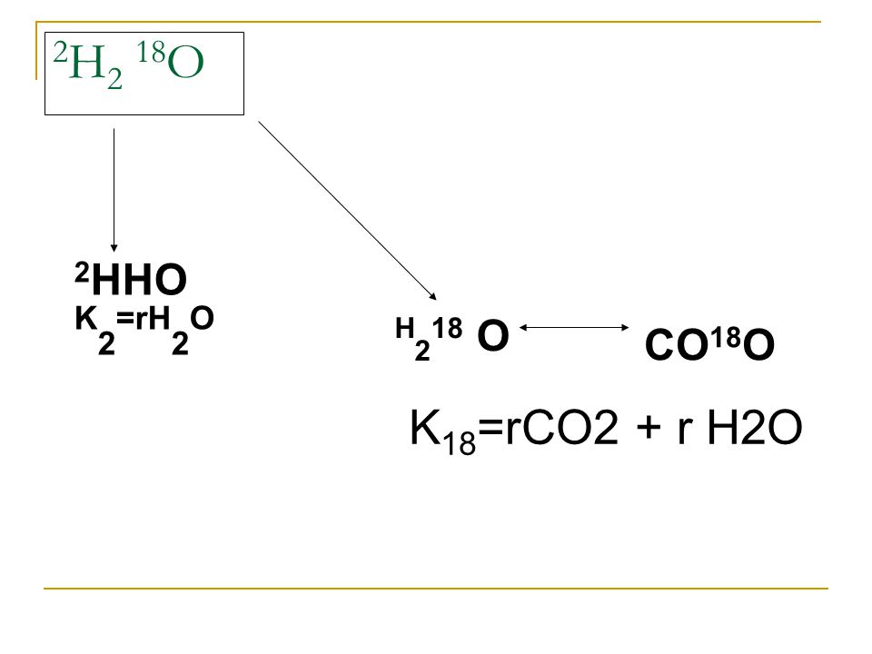 2H2 18O 2HHO K2=rH2O H218 O CO18O K18=rCO2 + r H2O