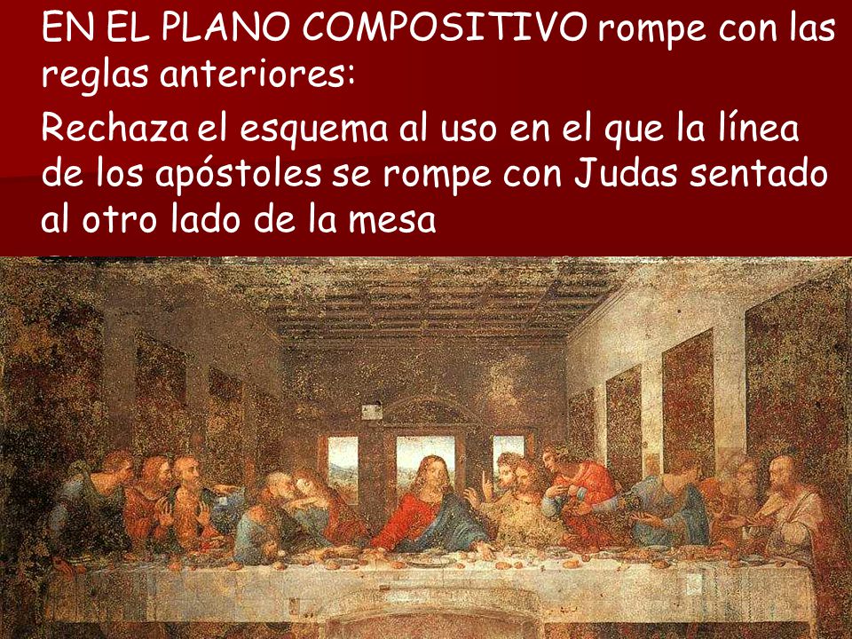 EN EL PLANO COMPOSITIVO rompe con las reglas anteriores: