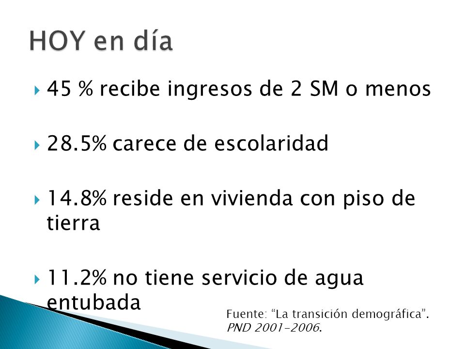 HOY en día 45 % recibe ingresos de 2 SM o menos