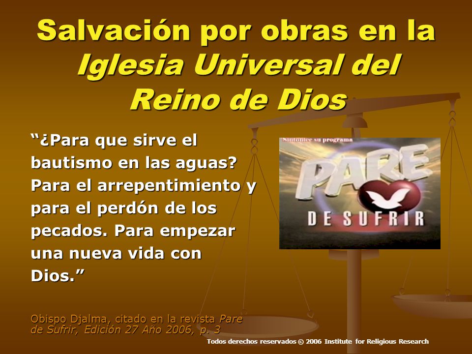 Salvación por obras en la Iglesia Universal del Reino de Dios