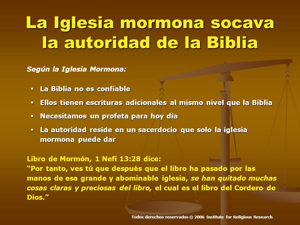 La Iglesia mormona socava la autoridad de la Biblia