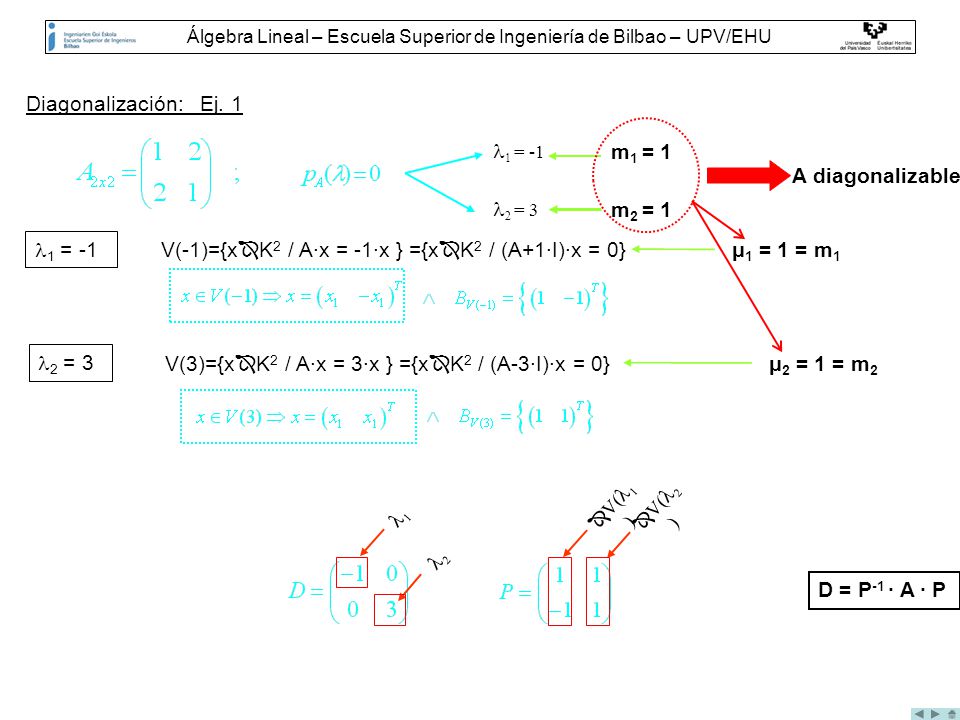 Álgebra Lineal – Escuela Superior de Ingeniería de Bilbao – UPV/EHU