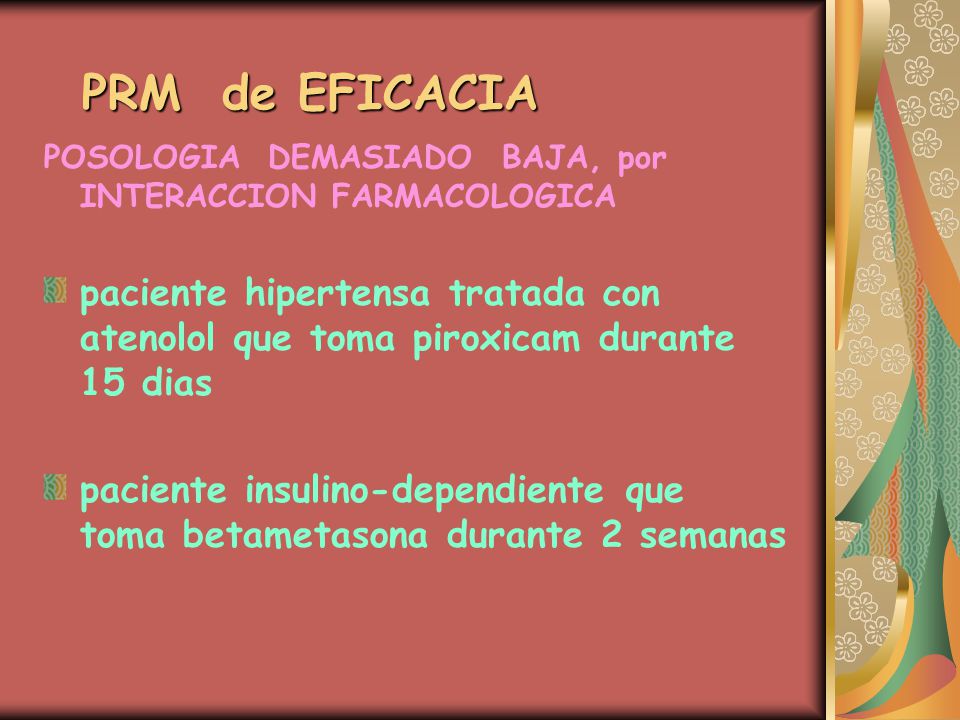 PRM de EFICACIA POSOLOGIA DEMASIADO BAJA, por INTERACCION FARMACOLOGICA.