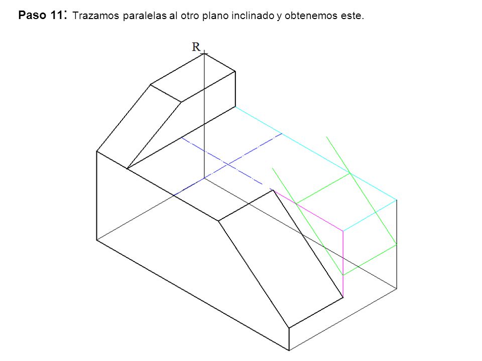 Paso 11: Trazamos paralelas al otro plano inclinado y obtenemos este.