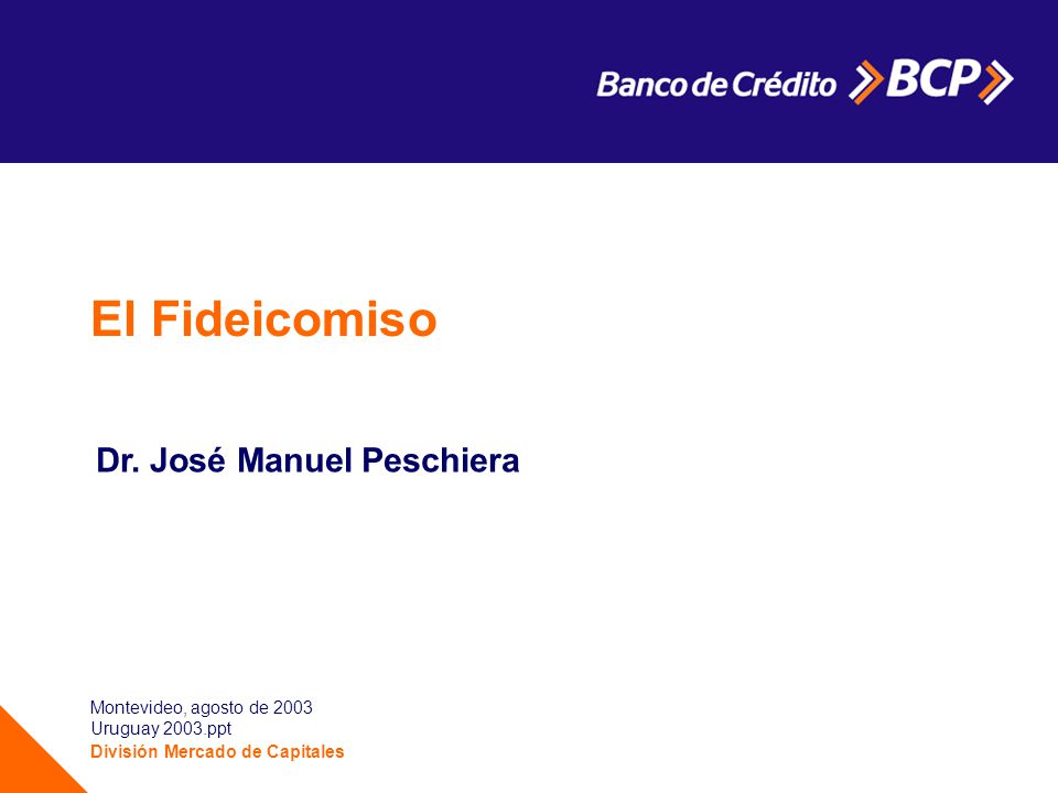 El Fideicomiso Dr. José Manuel Peschiera Montevideo, agosto de 2003