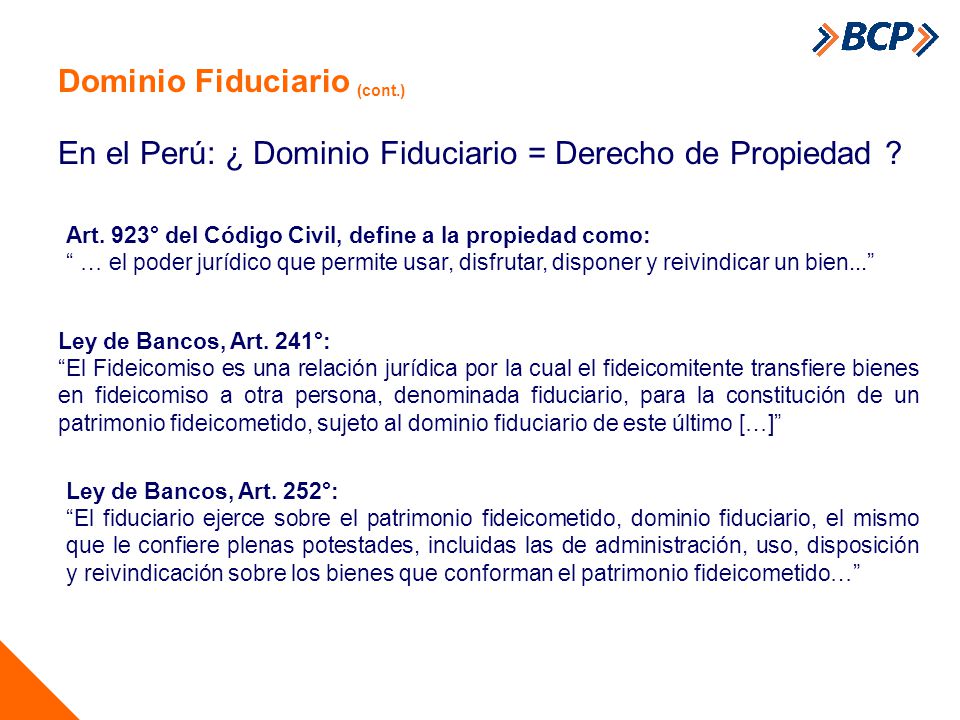 En el Perú: ¿ Dominio Fiduciario = Derecho de Propiedad