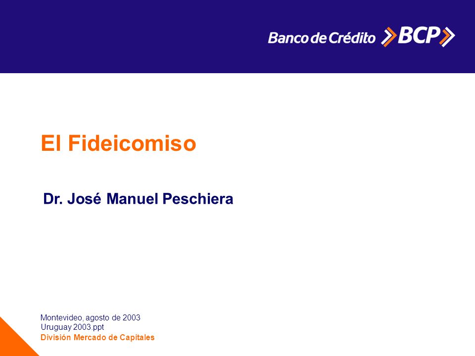 El Fideicomiso Dr. José Manuel Peschiera Montevideo, agosto de 2003