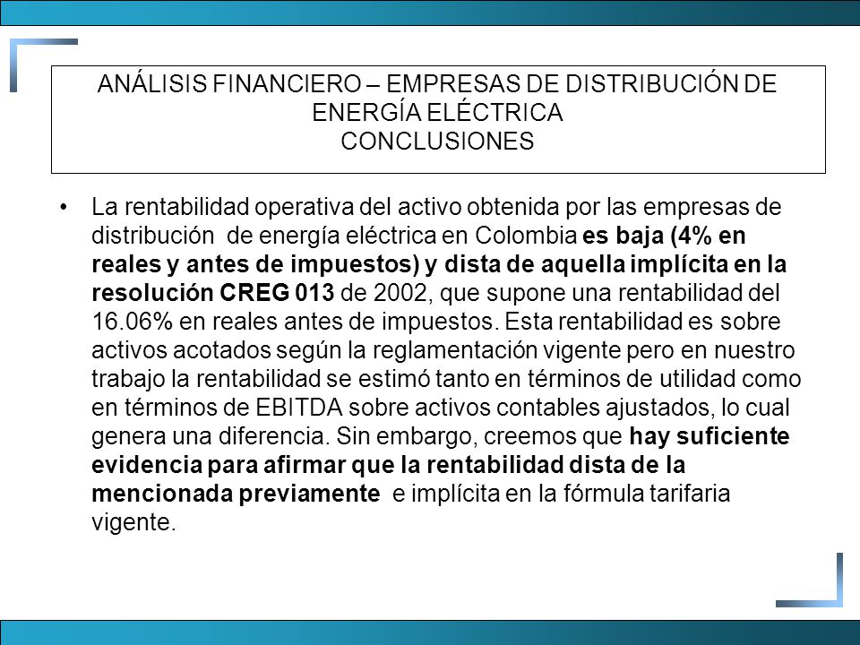 ANÁLISIS FINANCIERO – EMPRESAS DE DISTRIBUCIÓN DE ENERGÍA ELÉCTRICA CONCLUSIONES