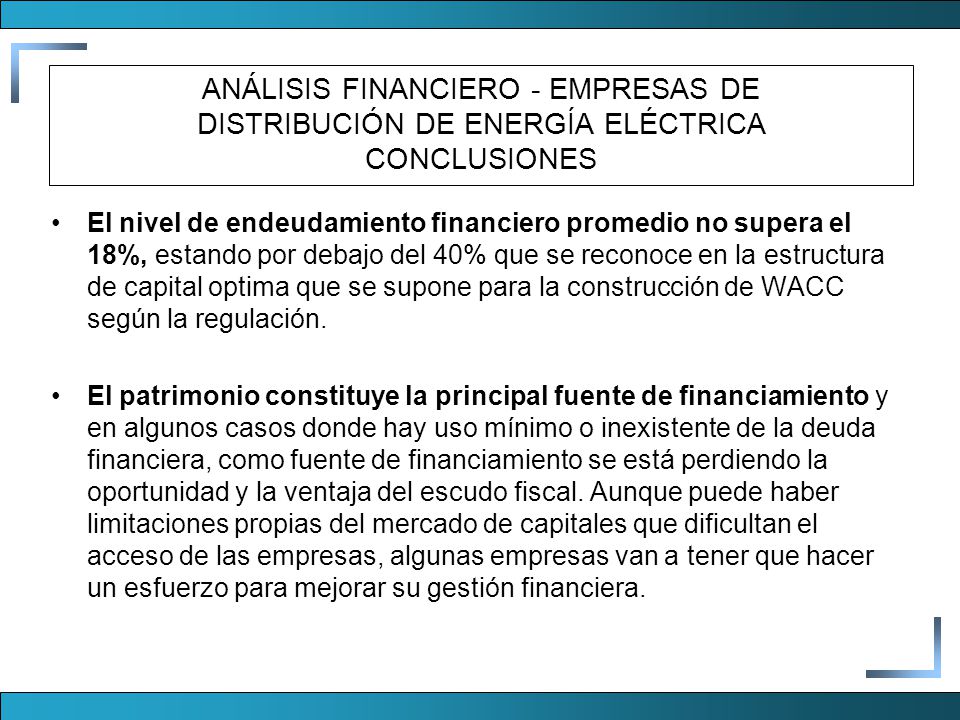 ANÁLISIS FINANCIERO - EMPRESAS DE DISTRIBUCIÓN DE ENERGÍA ELÉCTRICA CONCLUSIONES