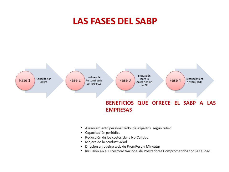 LAS FASES DEL SABP BENEFICIOS QUE OFRECE EL SABP A LAS EMPRESAS Fase 1