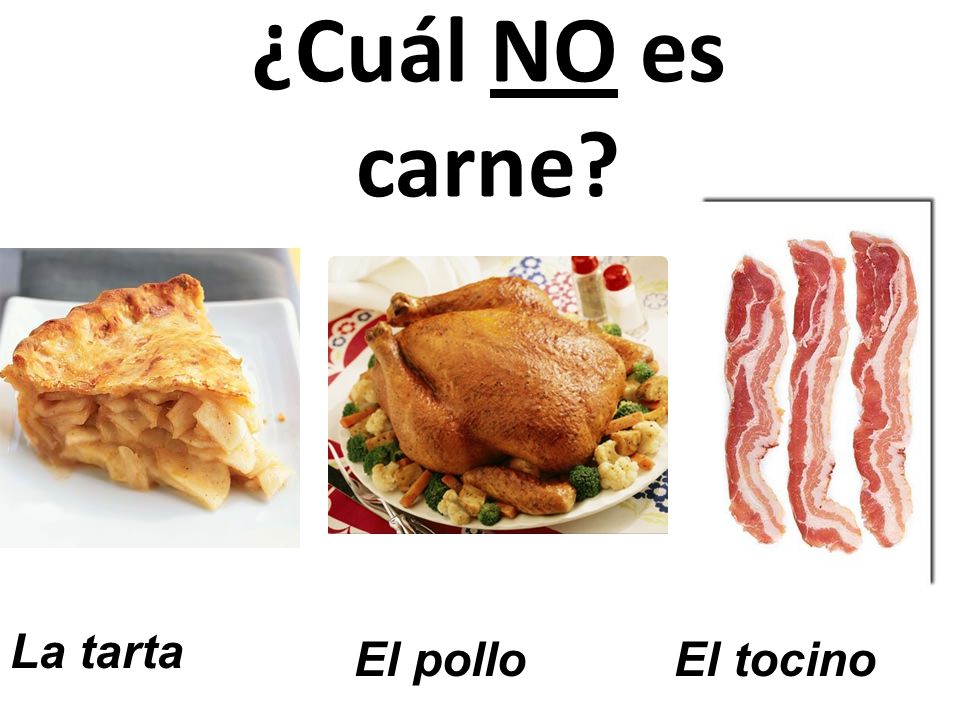 ¿Cuál NO es carne La tarta El pollo El tocino