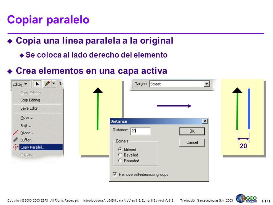 Copiar paralelo Copia una línea paralela a la original