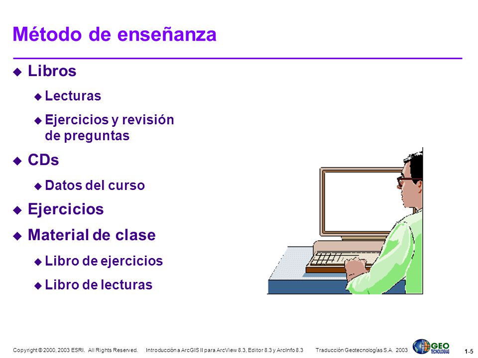 Método de enseñanza Libros CDs Ejercicios Material de clase Lecturas