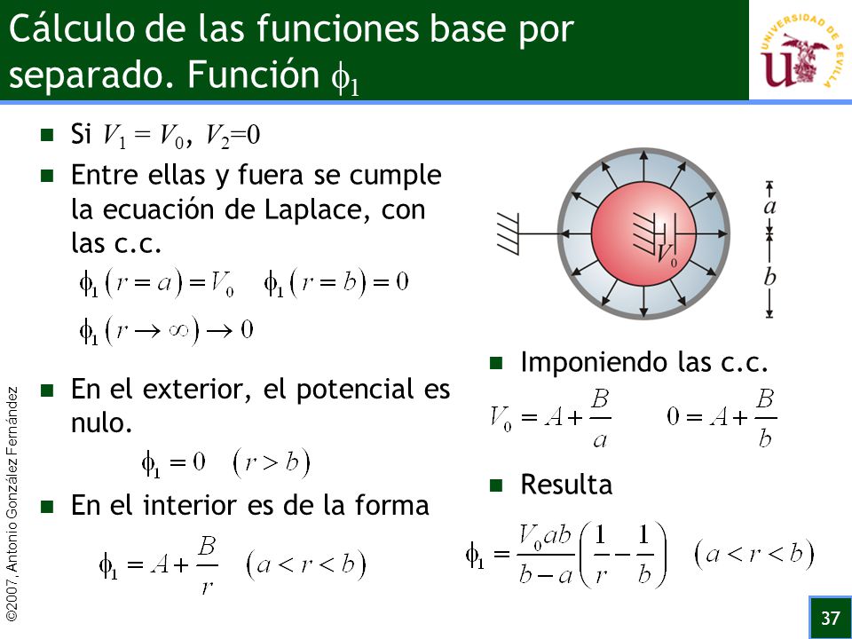 Cálculo de las funciones base por separado. Función 1