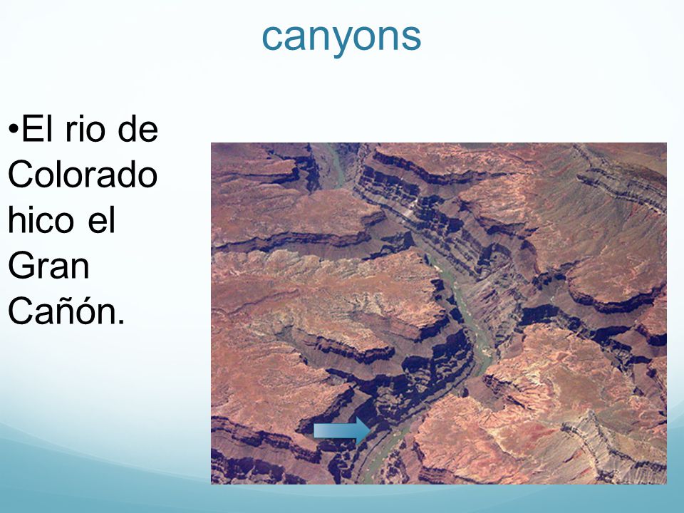 canyons El rio de Colorado hico el Gran Cañón.
