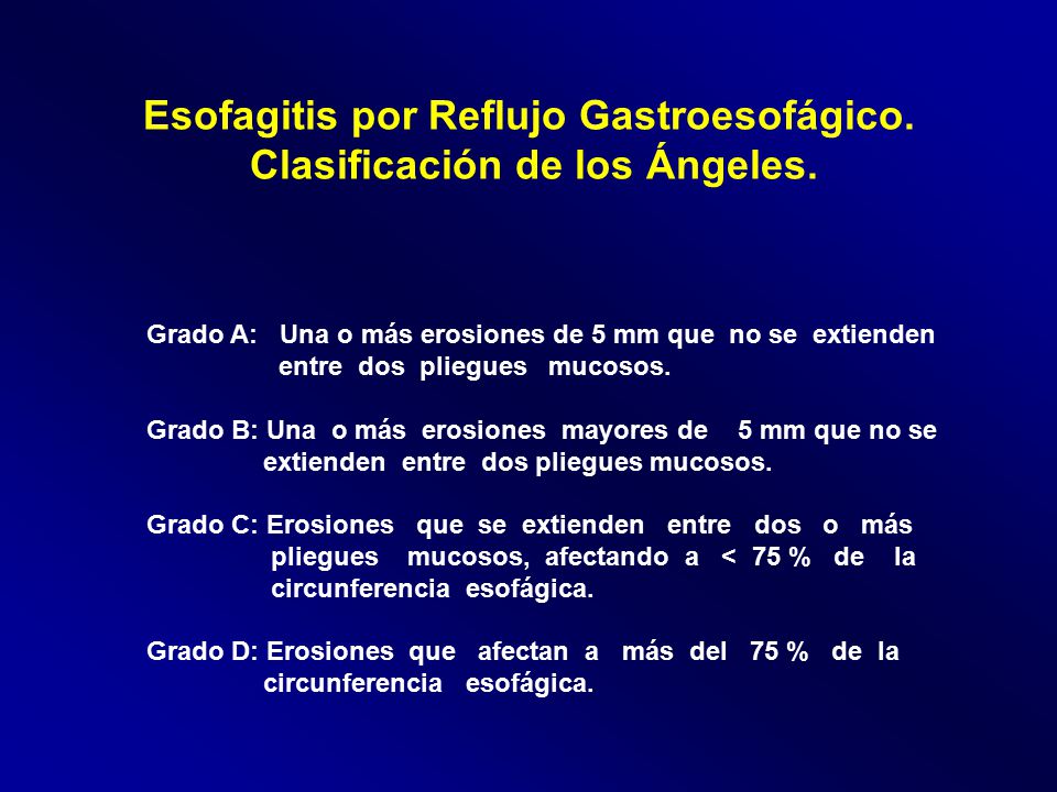 Esofagitis por Reflujo Gastroesofágico. Clasificación de los Ángeles.