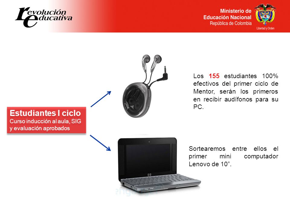Los 155 estudiantes 100% efectivos del primer ciclo de Mentor, serán los primeros en recibir audífonos para su PC.