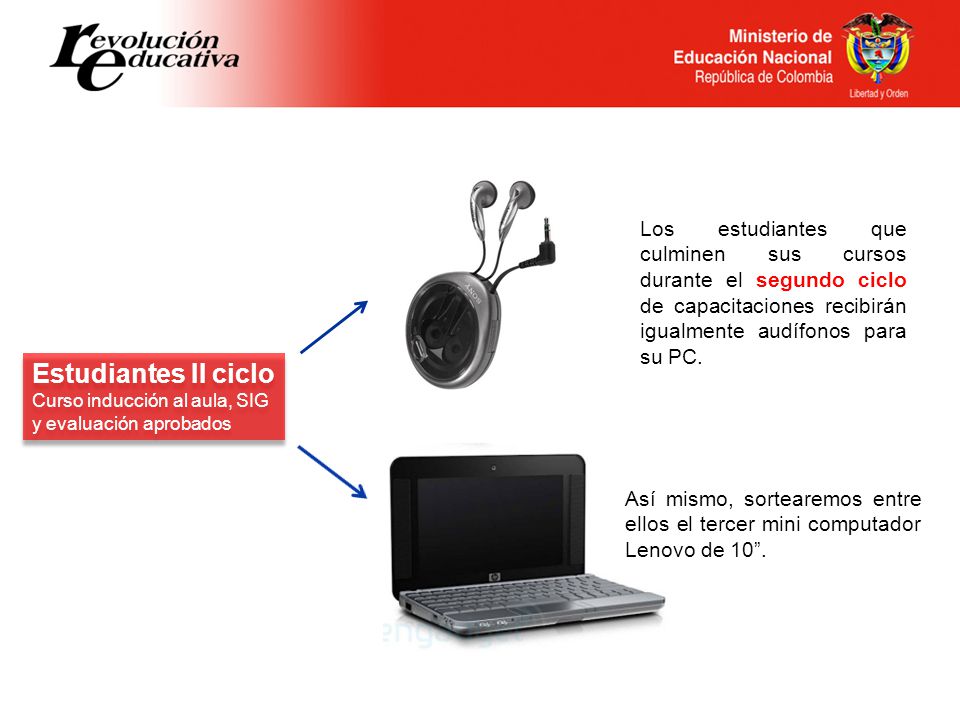 Los estudiantes que culminen sus cursos durante el segundo ciclo de capacitaciones recibirán igualmente audífonos para su PC.