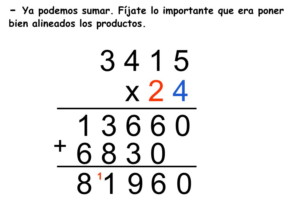 - Ya podemos sumar. Fíjate lo importante que era poner bien alineados los productos.