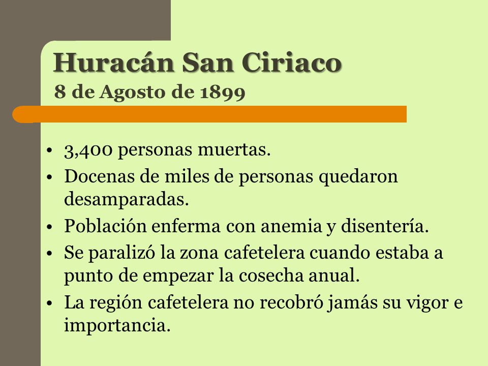 Huracán San Ciriaco 8 de Agosto de ,400 personas muertas.
