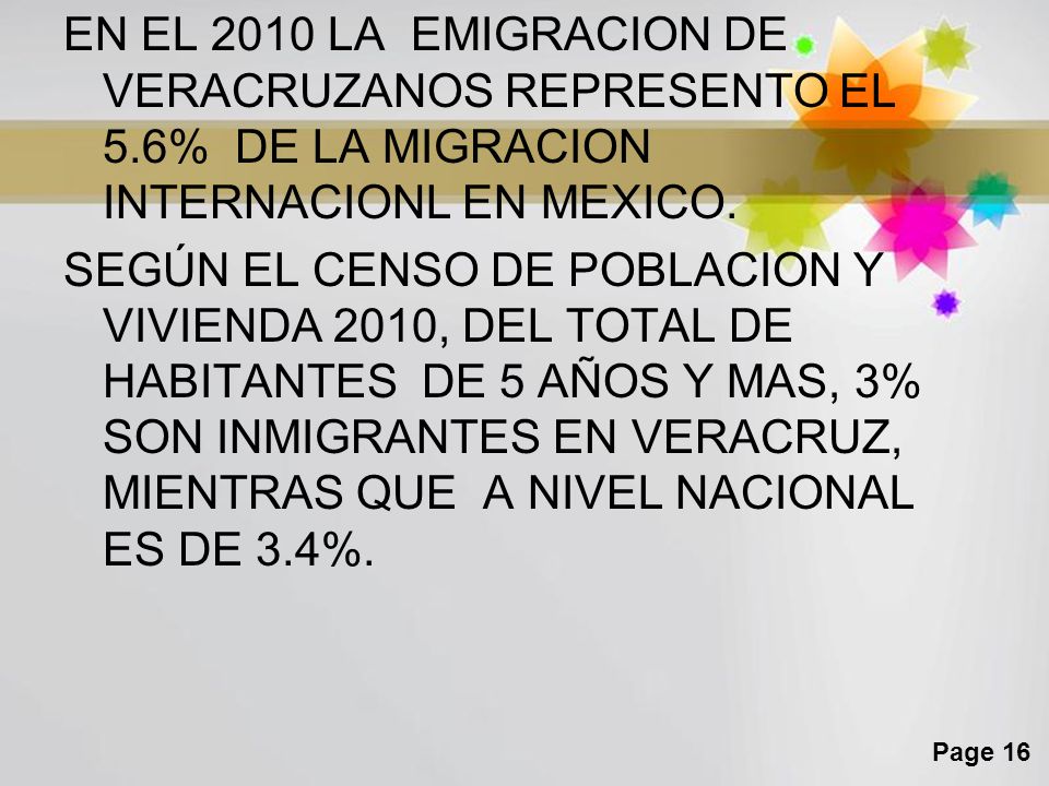 EN EL 2010 LA EMIGRACION DE VERACRUZANOS REPRESENTO EL 5