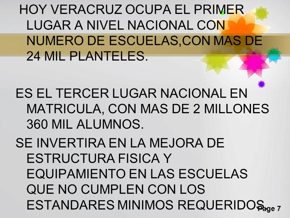 HOY VERACRUZ OCUPA EL PRIMER LUGAR A NIVEL NACIONAL CON NUMERO DE ESCUELAS,CON MAS DE 24 MIL PLANTELES.