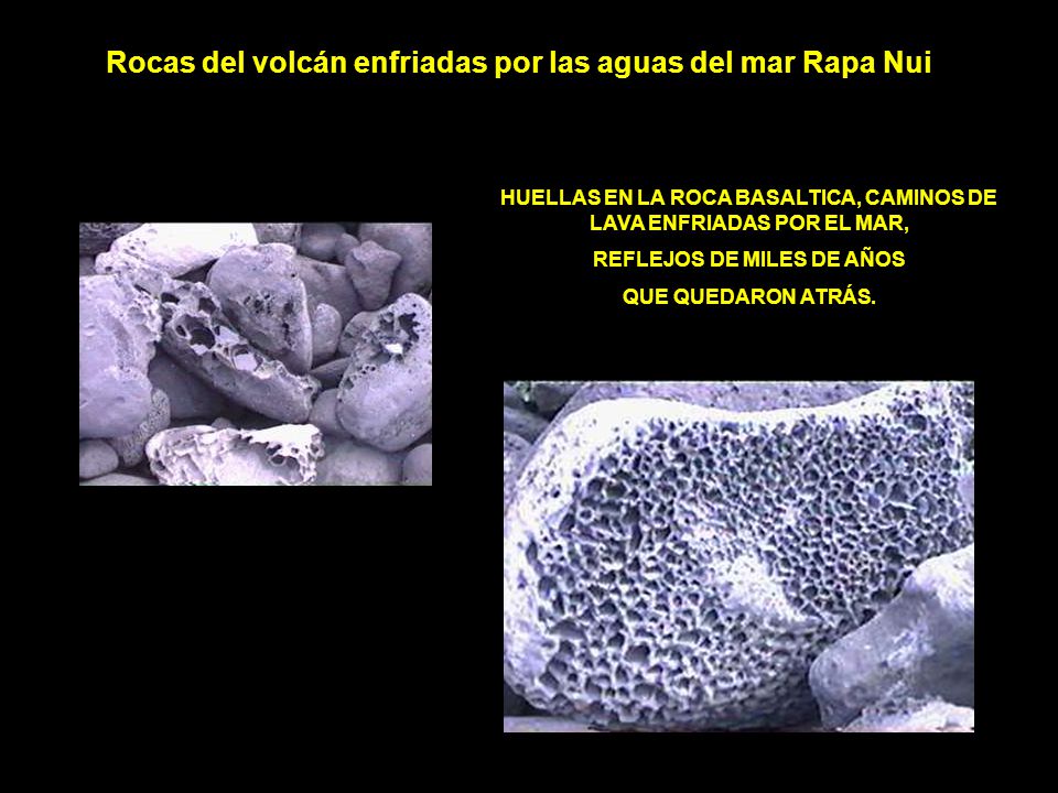 Rocas del volcán enfriadas por las aguas del mar Rapa Nui