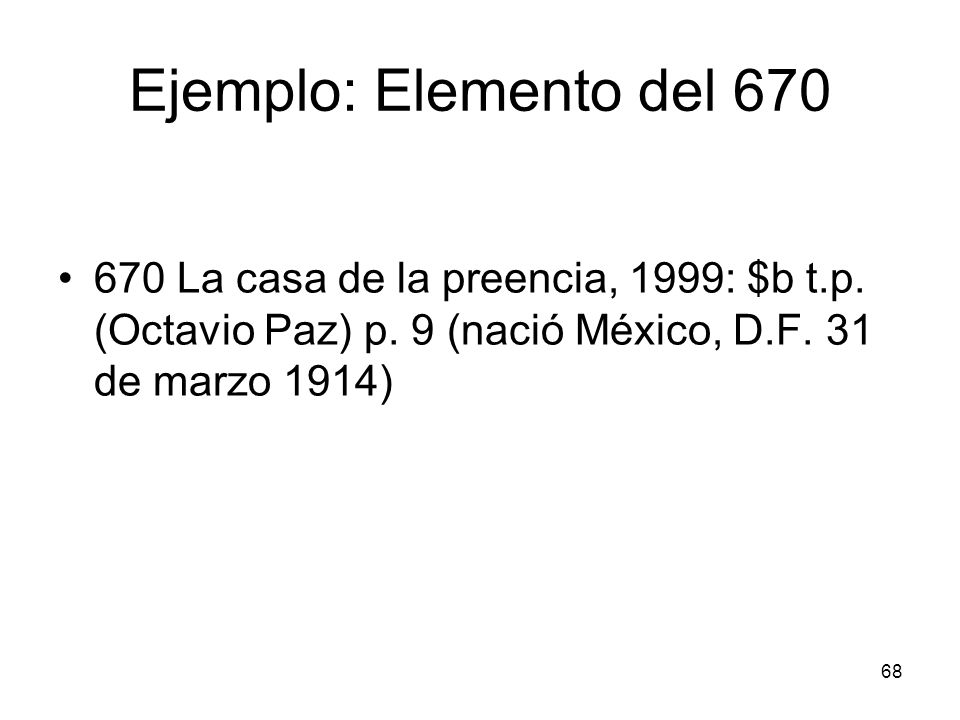 Ejemplo: Elemento del La casa de la preencia, 1999: $b t.p.