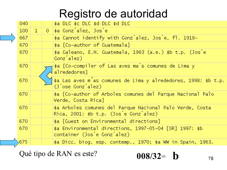 Registro de autoridad Qué tipo de RAN es este b 008/32=