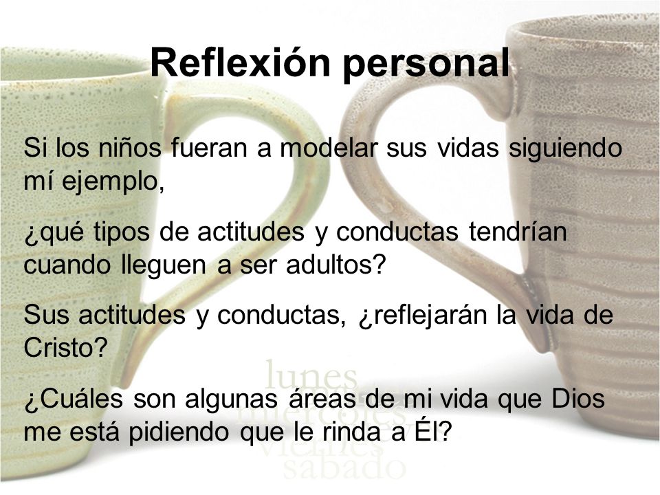 Reflexión personal Si los niños fueran a modelar sus vidas siguiendo mí ejemplo,
