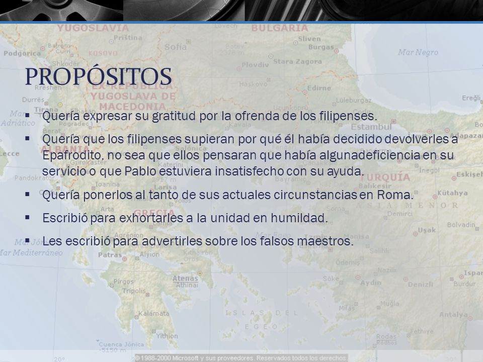 PROPÓSITOS Quería expresar su gratitud por la ofrenda de los filipenses.