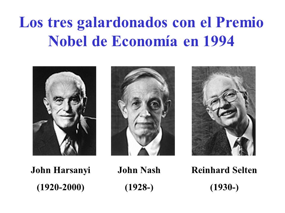 Los tres galardonados con el Premio Nobel de Economía en 1994