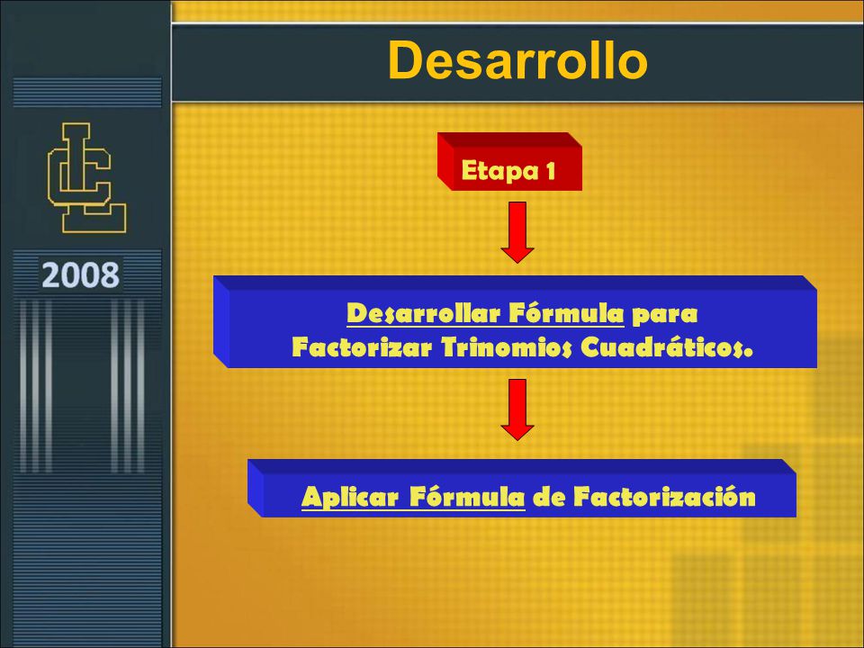 Desarrollo Etapa 1. Desarrollar Fórmula para Factorizar Trinomios Cuadráticos.