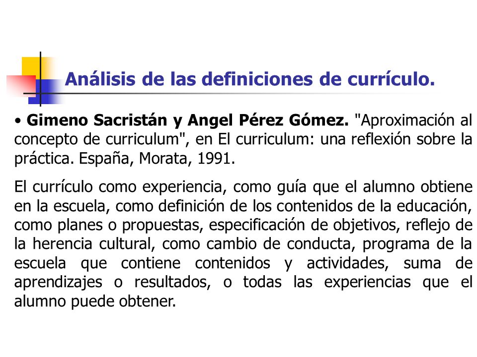 Análisis de las definiciones de currículo.