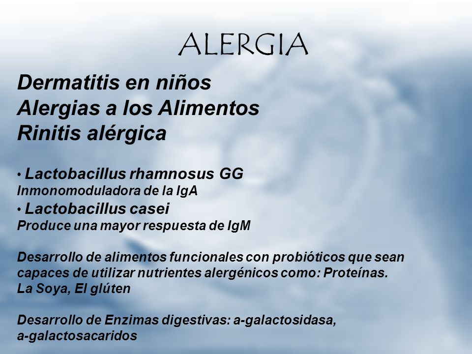 ALERGIA Dermatitis en niños Alergias a los Alimentos Rinitis alérgica