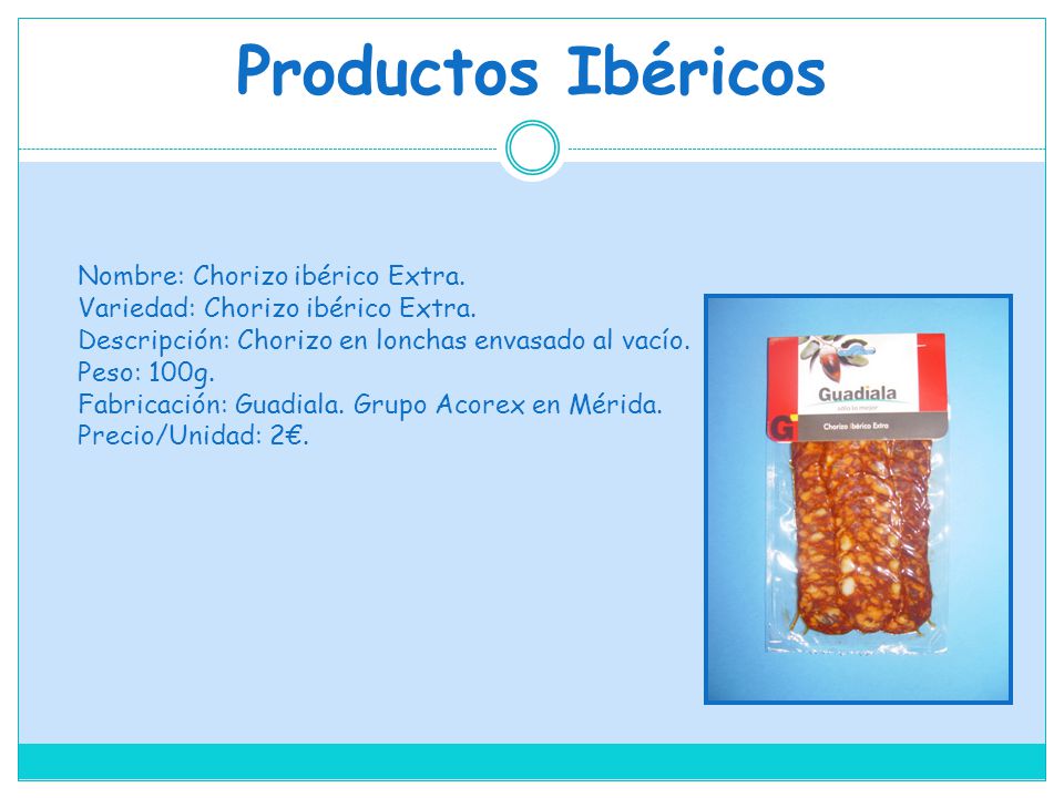 Productos Ibéricos Nombre: Chorizo ibérico Extra.
