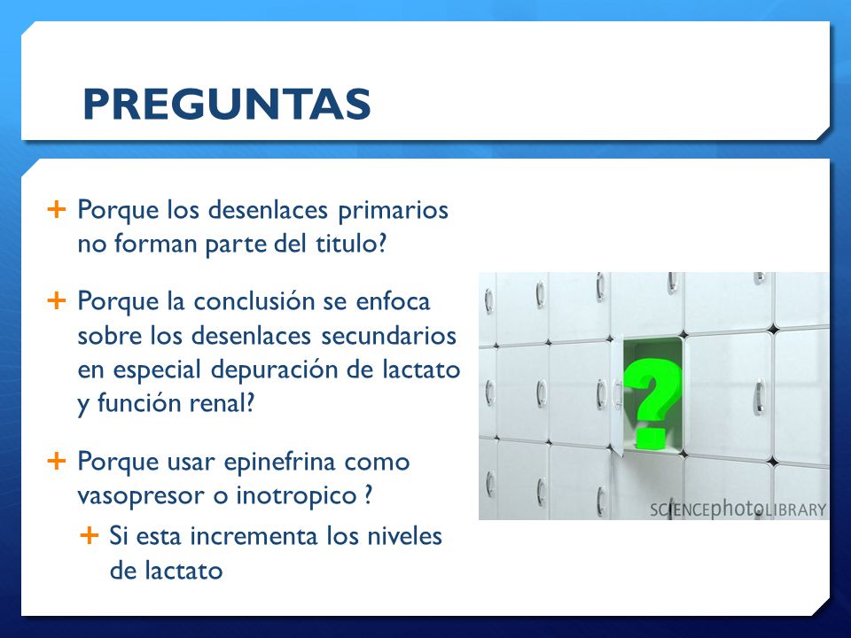 PREGUNTAS Porque los desenlaces primarios no forman parte del titulo