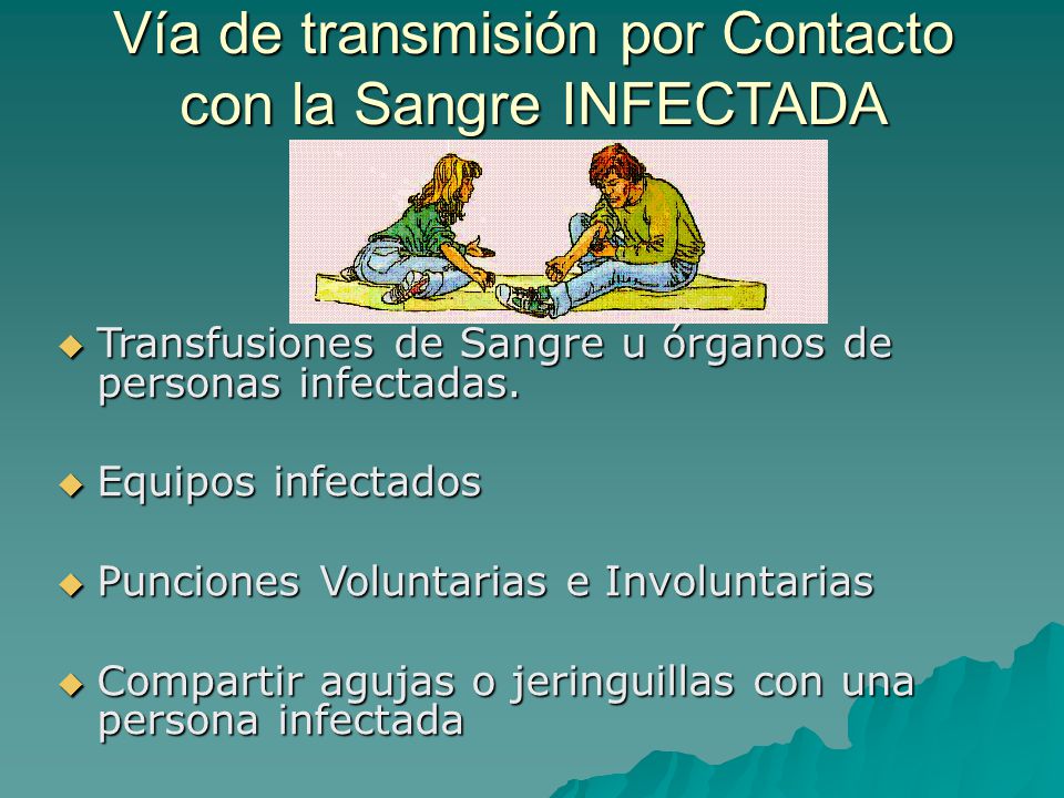 Vía de transmisión por Contacto con la Sangre INFECTADA