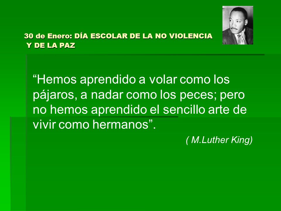 30 de Enero: DÍA ESCOLAR DE LA NO VIOLENCIA Y DE LA PAZ