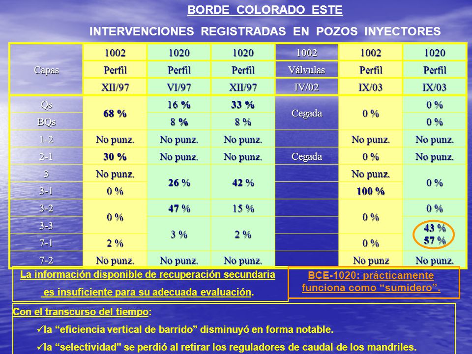 BORDE COLORADO ESTE INTERVENCIONES REGISTRADAS EN POZOS INYECTORES