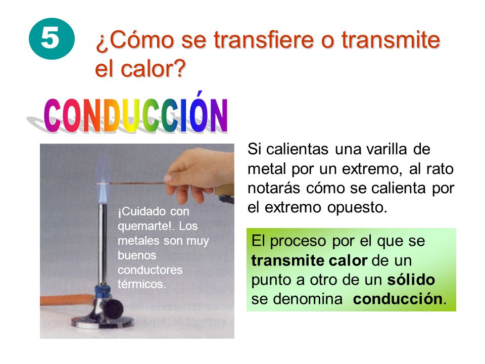 5 ¿Cómo se transfiere o transmite el calor CONDUCCIÓN