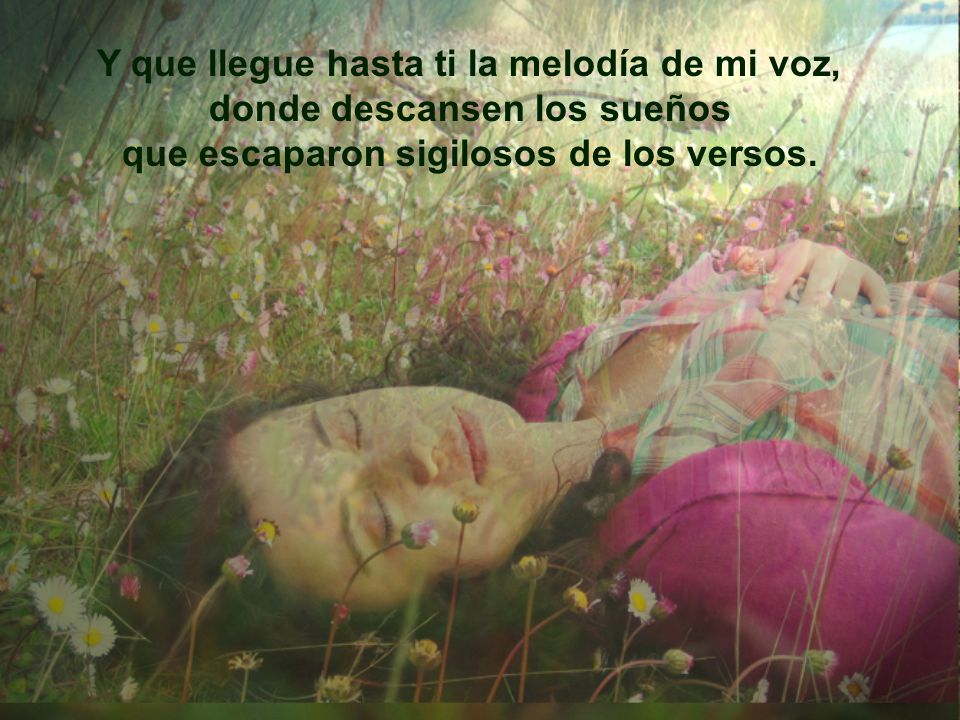 Y que llegue hasta ti la melodía de mi voz, donde descansen los sueños