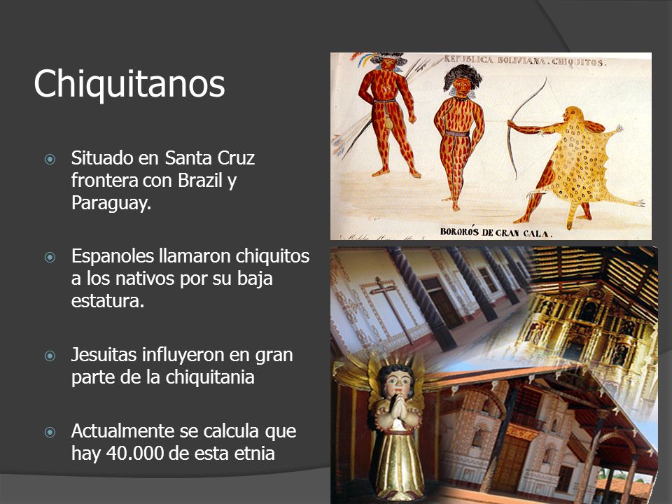 Chiquitanos Situado en Santa Cruz frontera con Brazil y Paraguay.